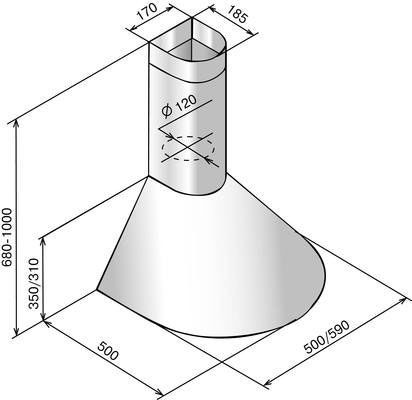 Вытяжка каминная Эликор Эпсилон 60П-430-П3Л черный/бронза