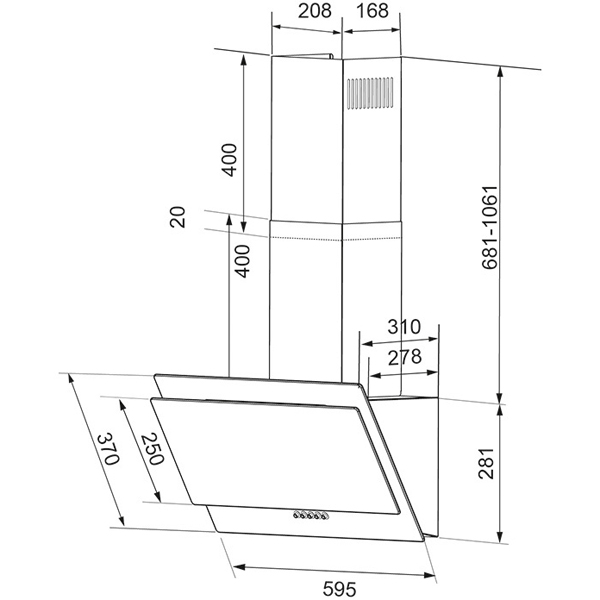 Вытяжка наклонная Shindo Vela sensor 60 B/BG