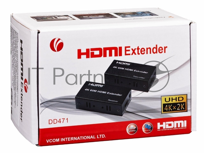 Переходник VCOM DD471 Удлинитель HDMI по витой паре до 60м extender VCOM DD471 +2б.п.