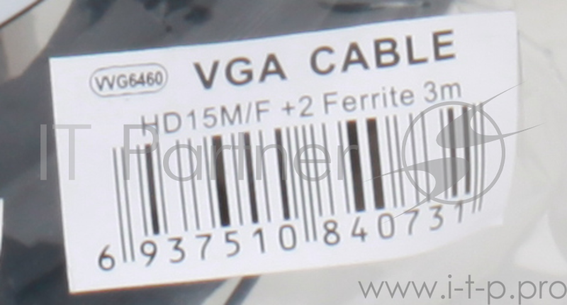 Кабель VCOM VVG6460-3MO Кабель удлинительный Монитор-SVGA card (15M-15F) 3m, 2 фильтра