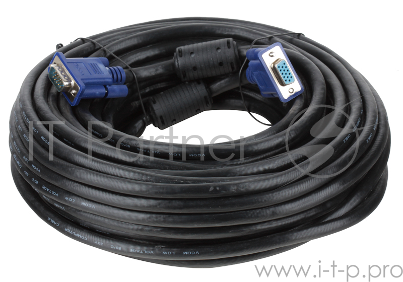 Кабель VCOM VVG6460-20M Кабель удлинительный Монитор-SVGA card (15M-15F) 20m, 2 фильтра