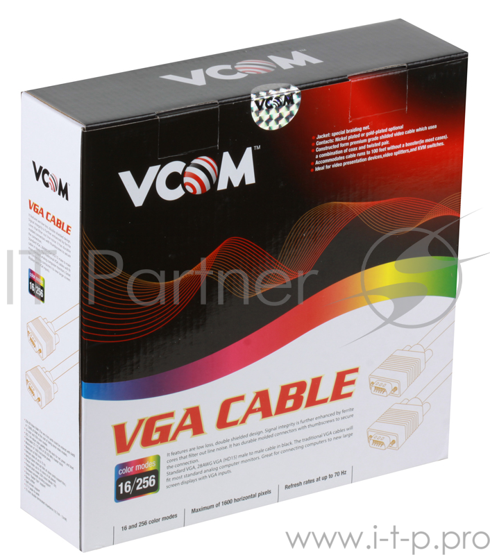 Кабель VCOM VVG6460-20M Кабель удлинительный Монитор-SVGA card (15M-15F) 20m, 2 фильтра