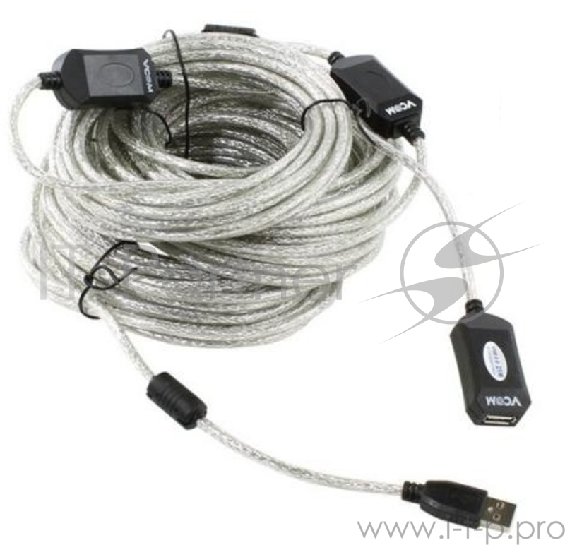 Кабель VCOM VUS7049-25M Кабель-адаптер USB2.0-repeater, удлинительный активный Am--Af 25м