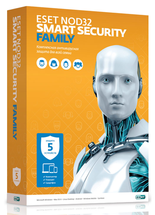 Программное обеспечение NOD32-ESM-NS(BOX)-1-5 ESET NOD32 Smart Security Family – универсальная лицензия на 1 год на 5 устройств