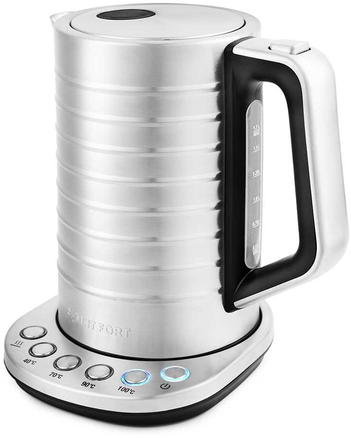 Чайник электрический Kitfort КТ-649 1.7л. 2200Вт нержавеющая сталь/черный (корпус: нержавеющая сталь)