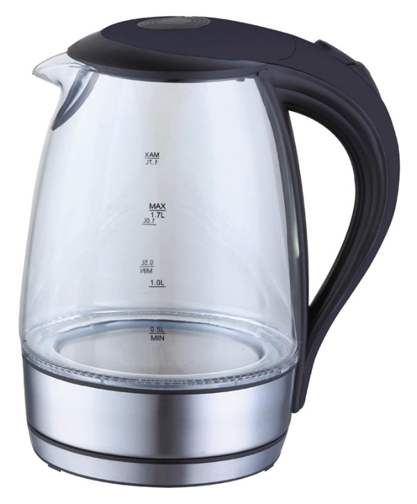 Чайник электрический Supra KES-2001 1.7л. 2200Вт серебристый/черный (корпус: стекло)