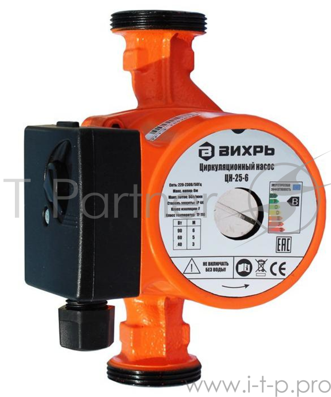 Насосы Вихрь 68/7/2 Циркуляционный насос ЦН-25-6 { 40/60/90 вт, напор 3/5/6 м, поток 50л/мин, мат чугун/алюминий }