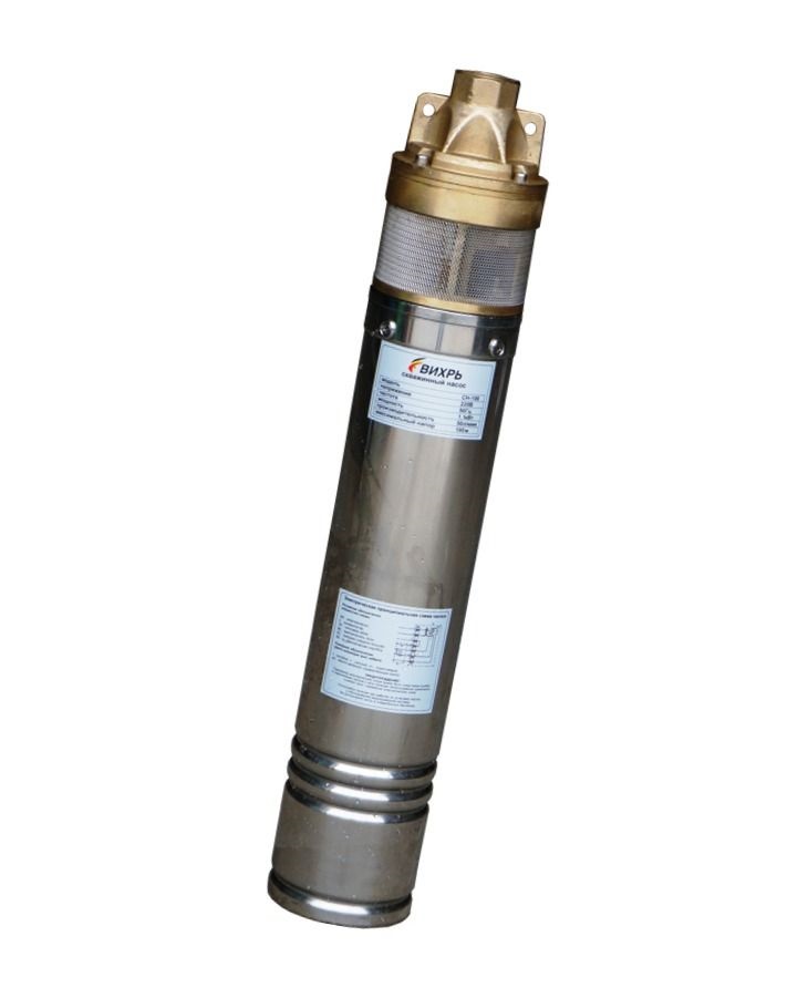 Насосы Вихрь СН-100 68/3/4 Скважинный насос { центробежный, 1100 вт, мах-3000л/час, D-102мм, вых.-1дюйм }