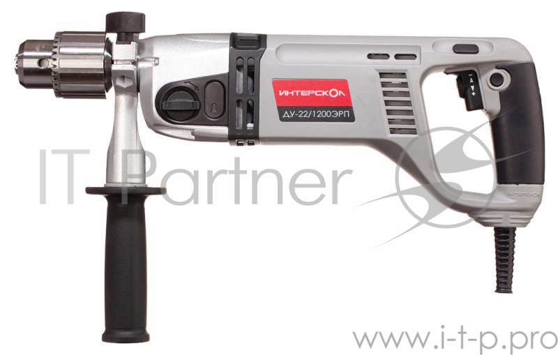 Дрель, Шуруповерт ИНТЕРСКОЛ ДУ-22/1200ЭРП2 дрель ударная 330.1.0.00 {1200Вт,2000о/мин,ЗВП ф16мм,2 скор,2 реж,3.8кг}