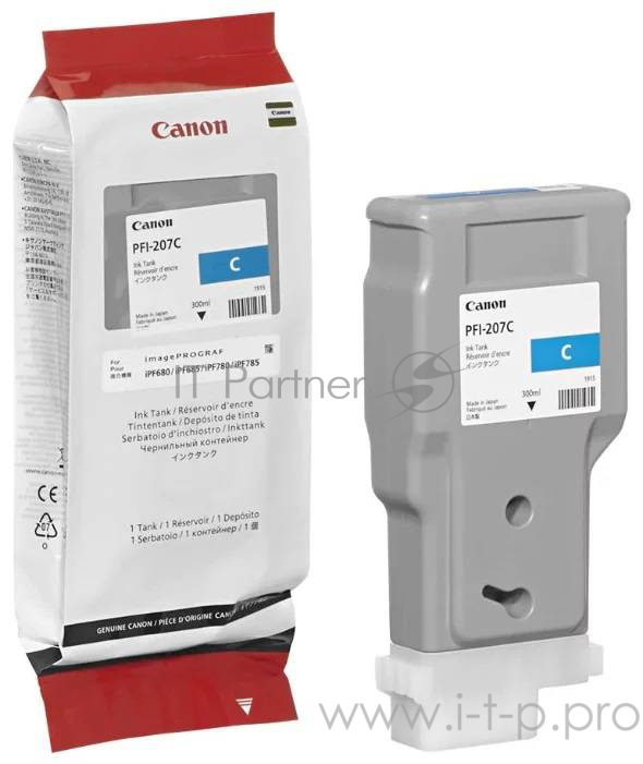Расходные материалы Canon PFI-207C 8790B001 Картридж струйный Canon PFI-207 C для для iPF680/685/780/785, голубой, 300ml