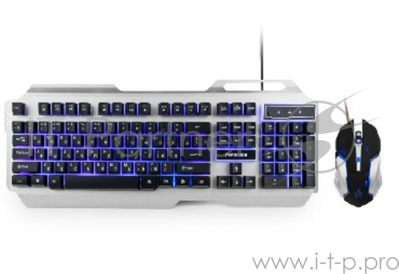 Клавиатуры, мыши Гарнизон Комплект кл-ра+мышь игровой GKS-510G черный/серый, металл, подсветка,код
