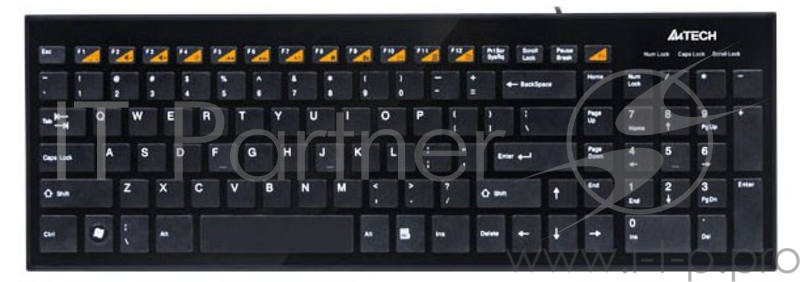 Клавиатура A4 KX-100 черный USB slim Multimedia