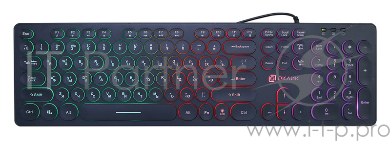 Клавиатура Oklick 420MRL белый USB slim Multimedia LED