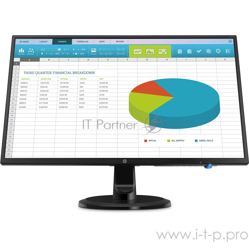 Монитор HP 23.8 N246v черный IPS LED 16:9 DVI HDMI глянцевая 1000:1 250cd 178гр/178гр 1920x1080 D-Sub FHD 3.65кг