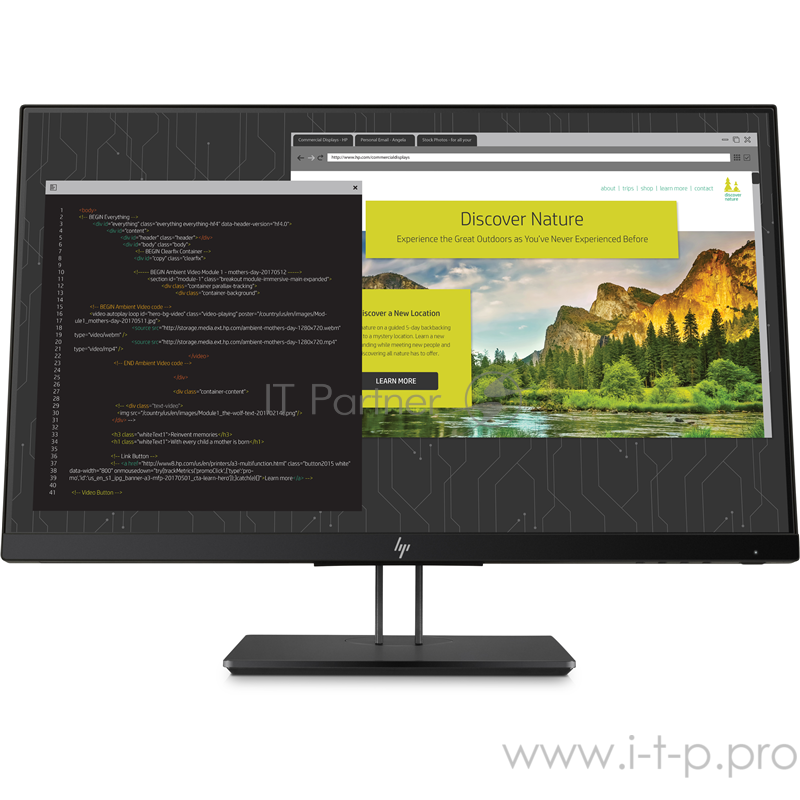 HP Z24nf G2 LED 23,8 Monitor 1920x1080, 16:9, IPS, 250 cd/m2, 1000:1, 5ms, 178°/178°, VGA, HDMI, USB