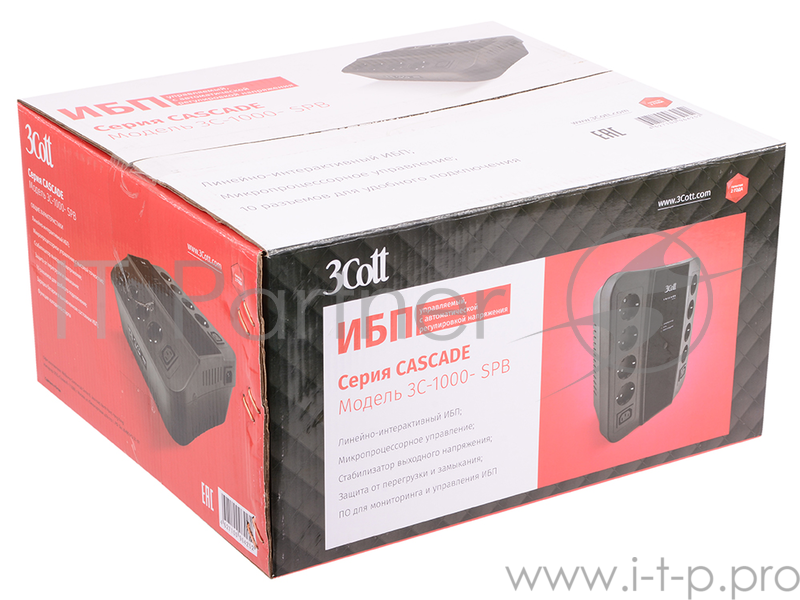 3кот 3Cott ИБП Cascade 3C-1000-SPB 1000VA/600W, линейно-интерактивный, управляемый, 3-х ступенчатый {0369160}