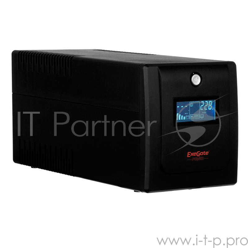 ИБП Exegate EP212520RUS ИБП Exegate Power Smart ULB-1500 LCD 1500VA, Black, 2 евророзетки+2 розетки IEC320, USB