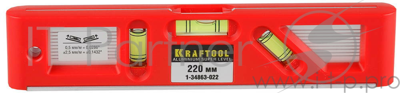 Уровень KRAFTOOL 1-34863-022 ''pro'' ''director level'' с магнитом 3 ампулы 220мм