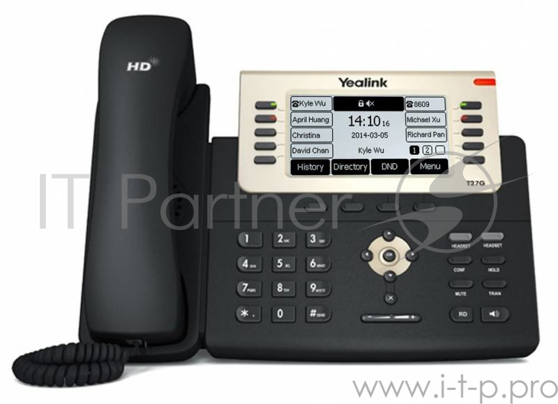 VoIP-телефон YEALINK SIP-T27G {SIP-T27G SIP-телефон, 6 линий, Opus, BLF, PoE, USB, GigE}