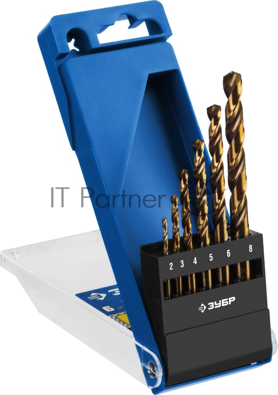 Набор сверл по металлу ЗУБР Профессионал 29626-H6 6шт d=2-8мм КОБАЛЬТ сталь Р6М5К5 класс А