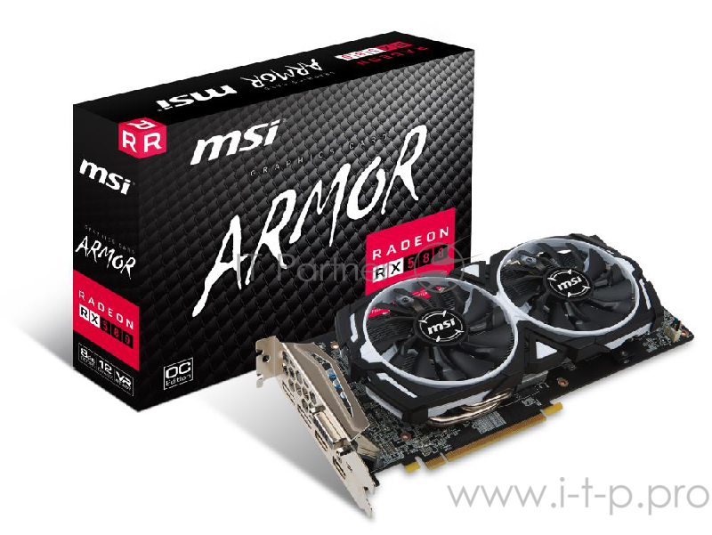 Видеокарта MSI Radeon RX580 ARMOR OC 8Gb GDDR5 256bit DVI-D, HDMIx2, DPx2 (RX580ARMOR8GOC) RTL