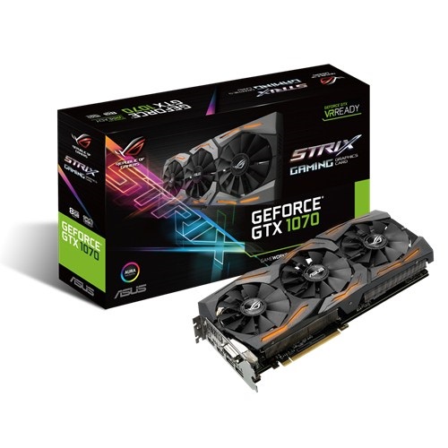 Видеокарта Asus GTX1070 ROG 8Gb GDDR5 256bit DVI, HDMIx2, DPx2 (STRIX-GTX1070-8G-GAMING) RTL