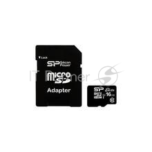 Карта памяти Micro SecureDigital 16Gb Silicon Power SP016GBSTHBU1V10-SP {MicroSDHC Class 10, SD adapter}