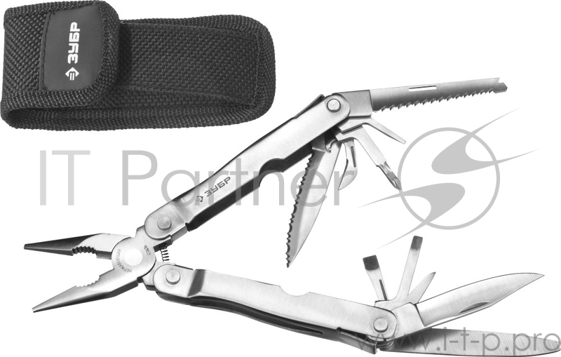 Мультитул ЗУБР 47754 инструмент многофункциональный эксперт классик цельнометаллический 13 в 1.