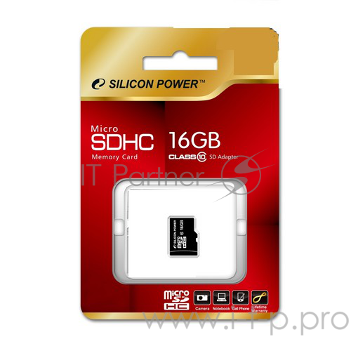 Карта памяти Micro SecureDigital 16Gb Silicon Power SP016GBSTH010V10 {MicroSDHC Class 10}