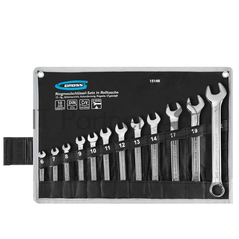 Набор комбинированных ключей GROSS 15149 (6-22мм) 12 шт CrV холодный штамп