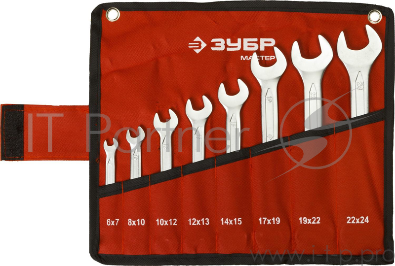 Набор рожковых ключей ЗУБР 27010-H8 (6 - 24 мм) 8 шт.