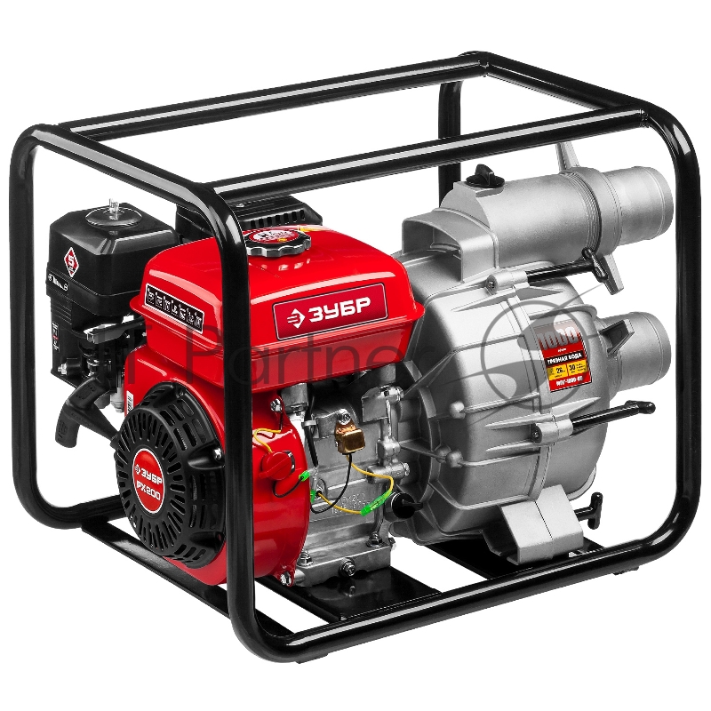 Мотопомпа бензиновая ЗУБР МПГ-1000-80 для грязной воды 1000 л/мин патрубки 80 мм напор 26 м