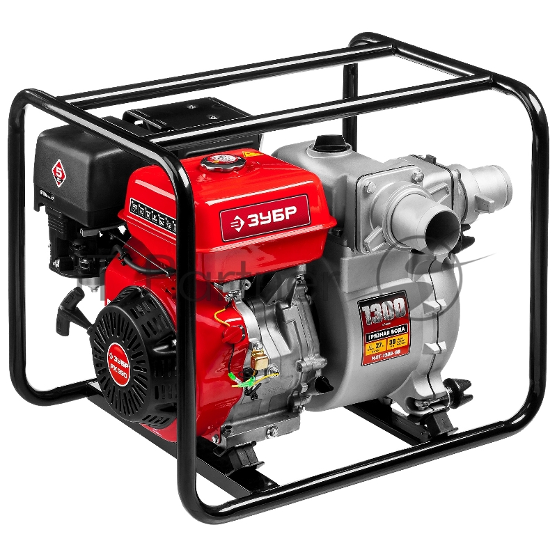 Мотопомпа бензиновая ЗУБР МПГ-1300-80 для грязной воды 1300 л/мин патрубки 80 мм напор 27 м