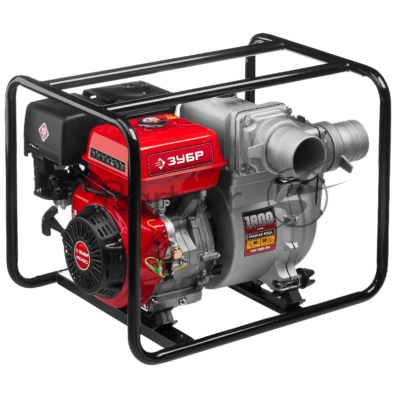 Мотопомпа бензиновая ЗУБР МПГ-1800-100 для грязной воды 1800 л/мин патрубки 100 мм напор 30 м