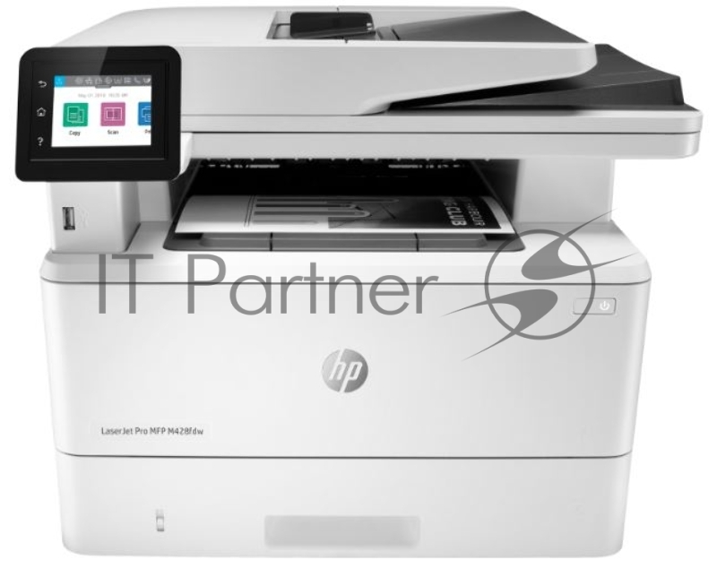 МФУ лазерный, HP LaserJet Pro MFP M428fdw (W1A30A), принтер/сканер/копир, {p/c/s/f,A4,600x600dpi,up to 4800x600,256Mb,Duplex,2 trays 100+250,ADF 50,USB2.0+Walk-Up/GigEth/WiFi/ warr}