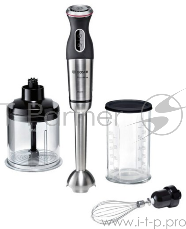 Блендер BOSCH MSM-87160(Мощность 750 Вт. Регулятор скорости с 12 режимами. Кнопка режима Турбо. Измельчитель. Мерный стакан 0.6 л. Венчик для взбивания.)