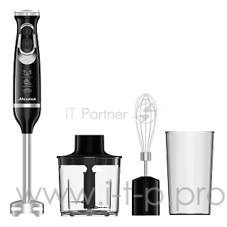 Блендер АКСИНЬЯ КС-308В черный: 1000 ВТ, РЕГУЛ. СКОРОСТИ , стакан, венчик, измельчитель