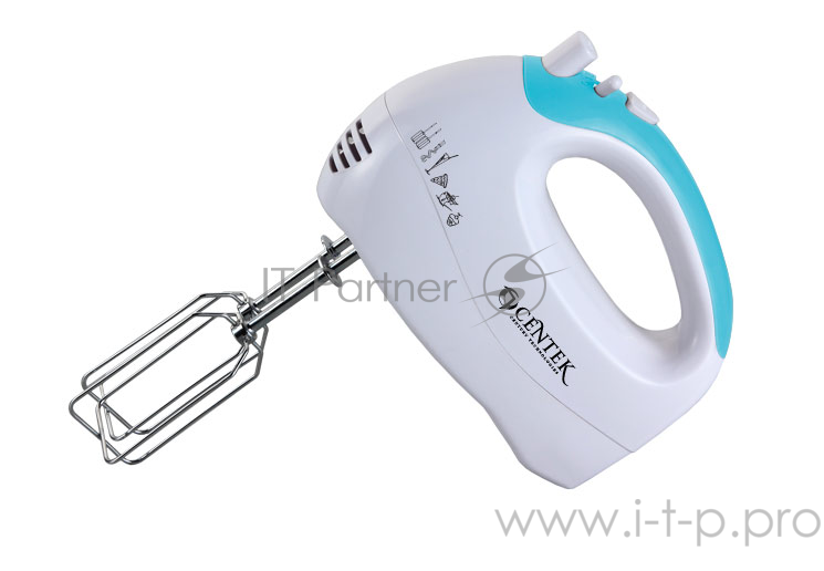 Миксер Centek CT-1103 (белый/голубой) 175Вт, 5 скоростей+турбо, взбивание/замешивание