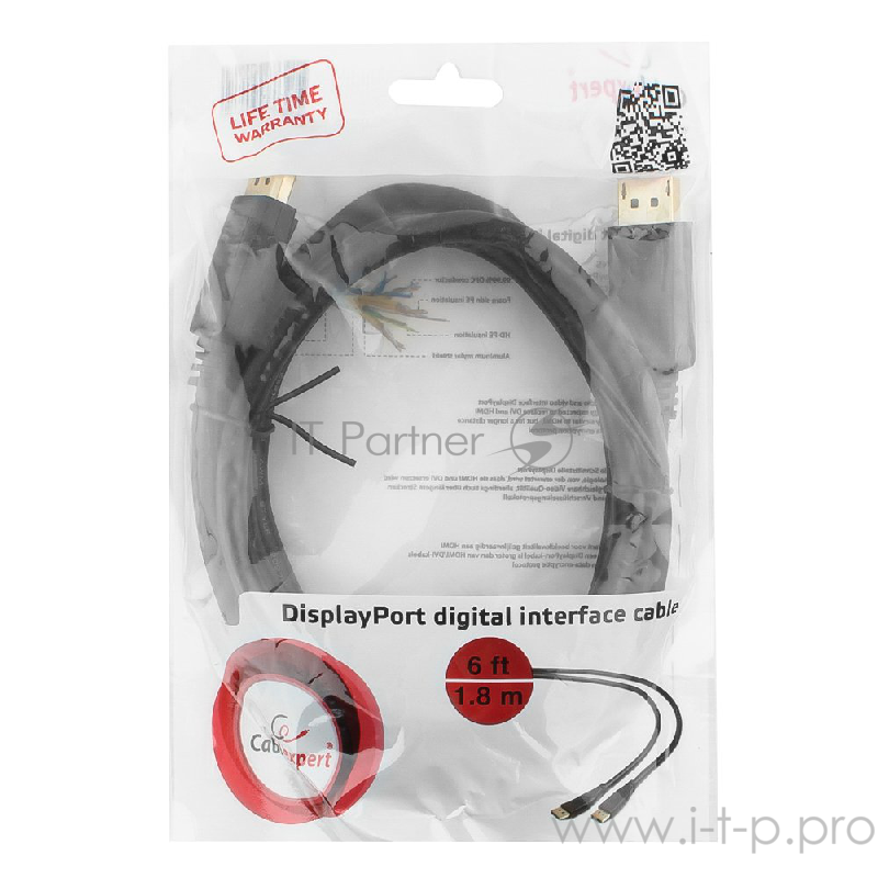 Кабель DisplayPort Gembird/Cablexpert CC-DP2-6, v1.2, 1.8м, 20M/20M, черный, экран, пакет