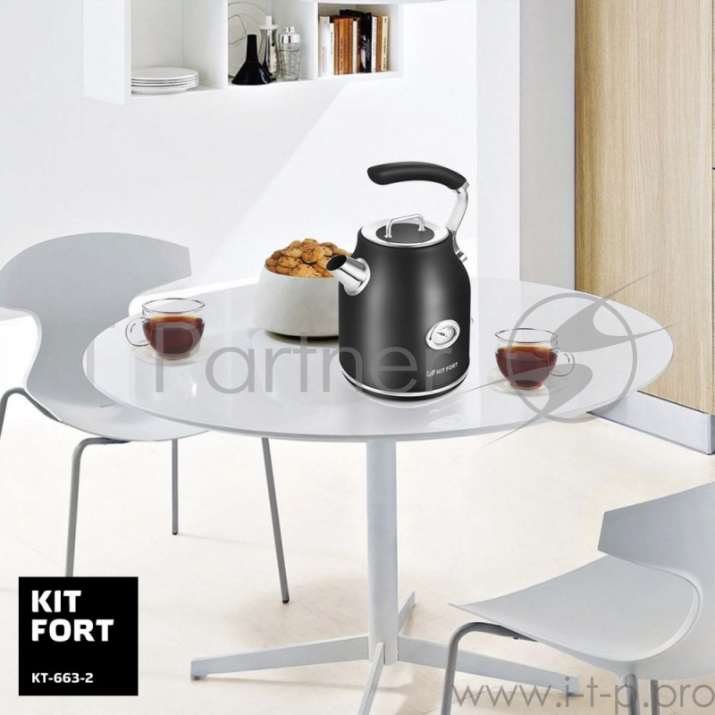 Чайник электрический Kitfort КТ-663-2 1.7л. 2200Вт черный (корпус: металл)