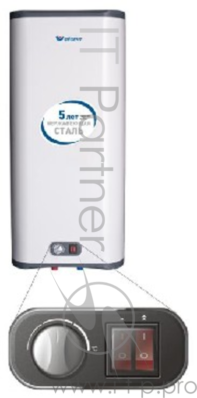 Водонагреватель REGENT NTS FLAT 50 V PW (RE) 50л, внутренний бак из нержавеющей стали, мощность 1,0+1,5/2,5кВт, время нагрева 2ч.37 мин/1ч.56мин/1ч.06мин, 220-230 В,50Гц, 0,6 МРа, наружный регулятор температуры, световая индикация, 14,8кг.