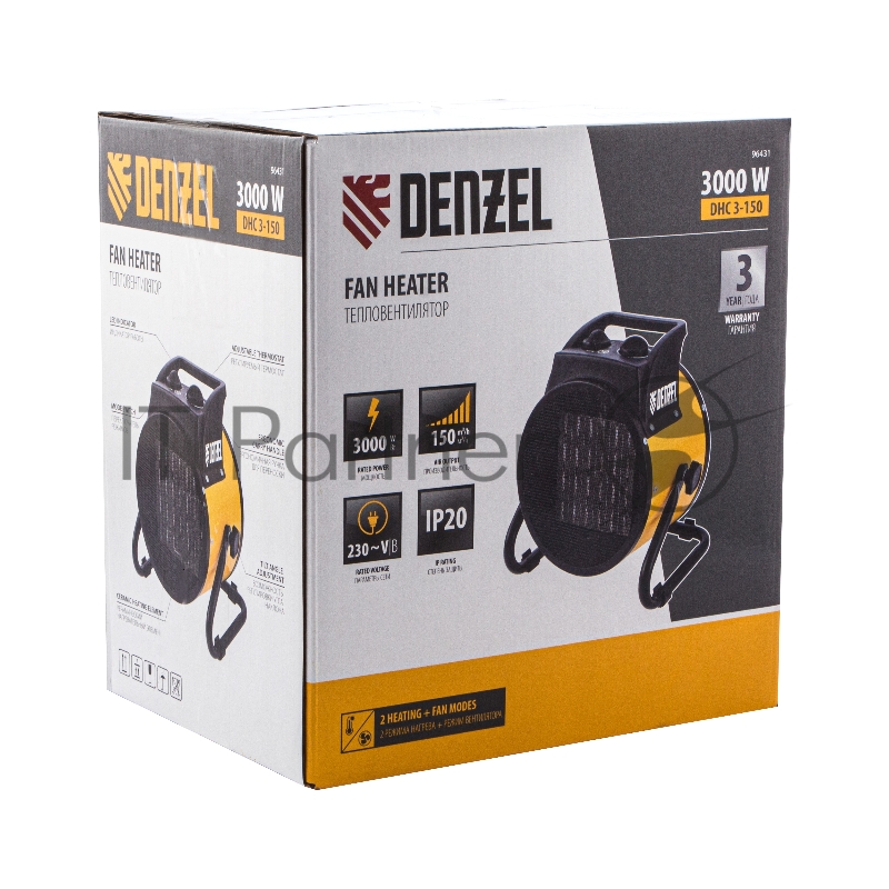 Тепловая пушка DENZEL 96431 3кВт 150м3/ч 30м2 2.75кг