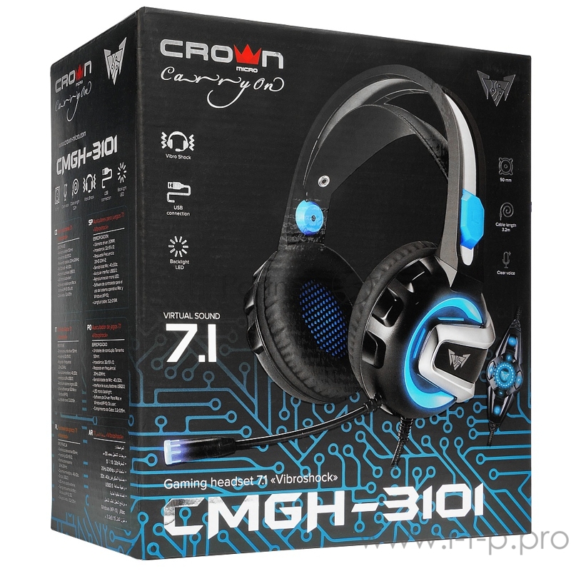 Гарнитура игровая CROWN CMGH-3101 Black&blue