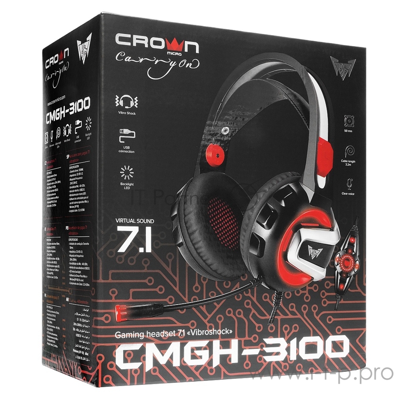 Гарнитура игровая CROWN CMGH-3100 Black&red