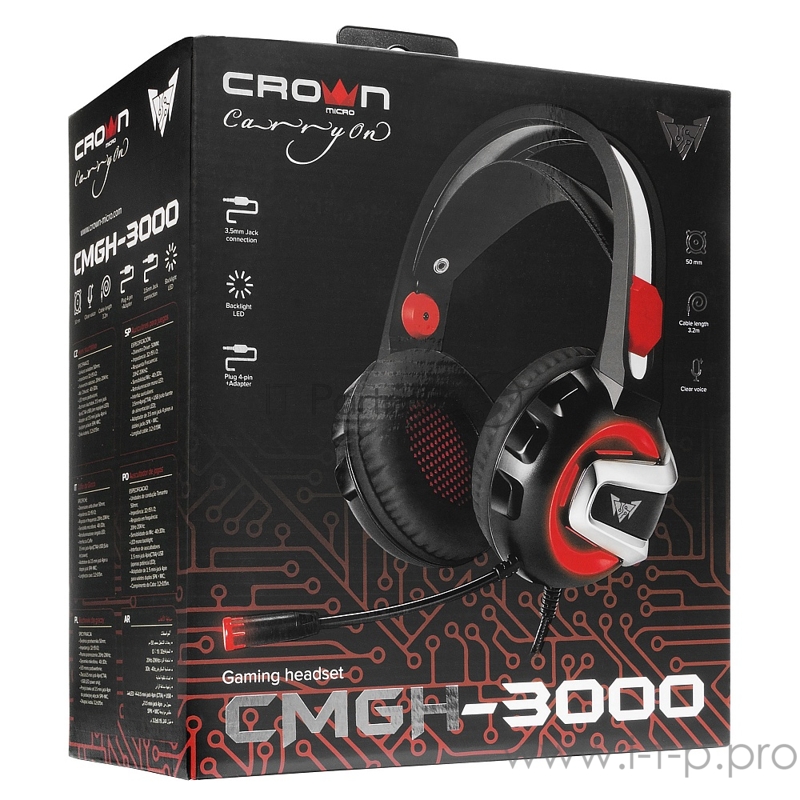 Гарнитура игровая CROWN CMGH-3000 Black&red