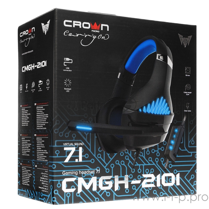 Гарнитура игровая CROWN CMGH-2101 Black&blue