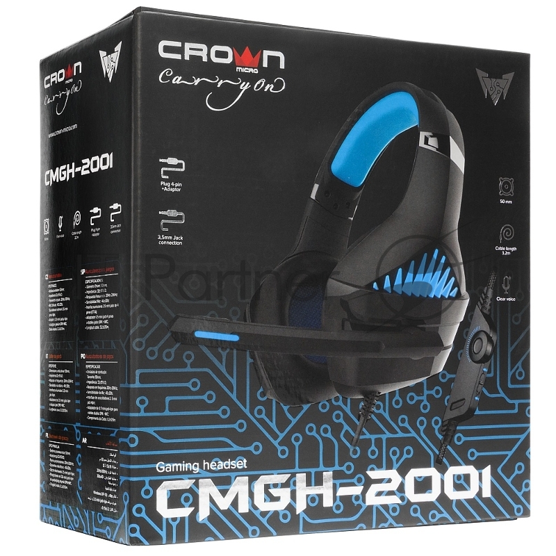 Гарнитура игровая CROWN CMGH-2001 Black&blue