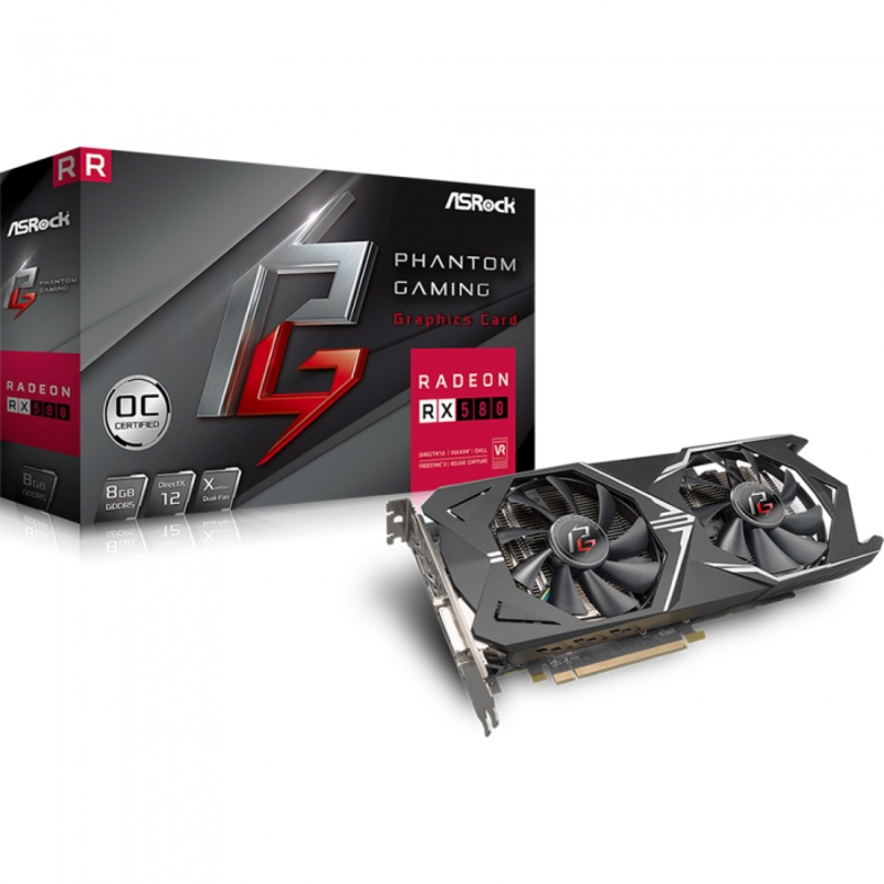 Видеокарта PCIE16 RX 580 8GB GDDR5 PHANTOM GXR RX580 8G OC ASROCK