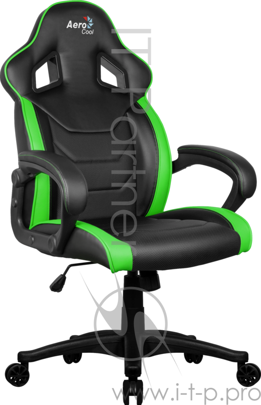 Кресло для геймера Aerocool AC60C AIR-BG , черно-зеленое, до 100кг, ШxГxВ : 65x74x113/120 см, газлифт 80 мм, механизм бабочка