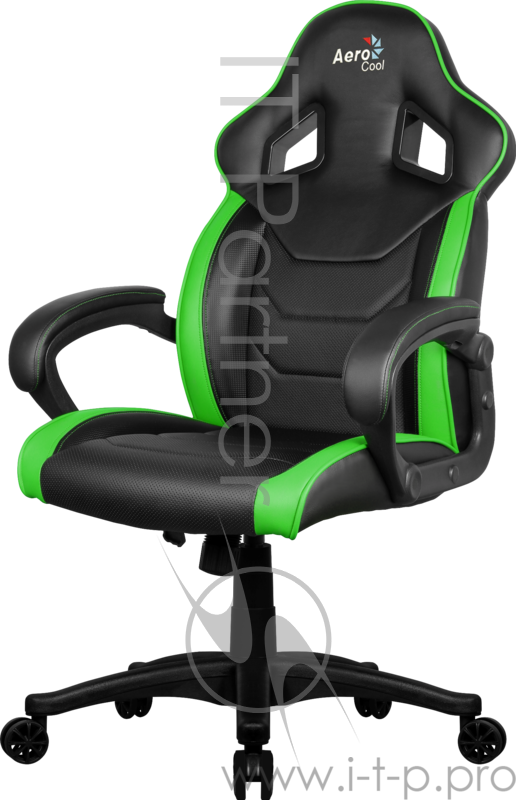 Кресло для геймера Aerocool AC60C AIR-BG , черно-зеленое, до 100кг, ШxГxВ : 65x74x113/120 см, газлифт 80 мм, механизм бабочка